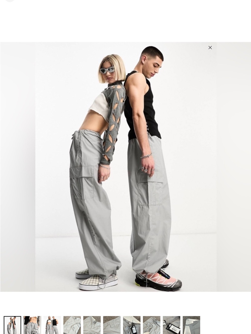 Weekday Light Gray Wide-Leg Cargo Pants